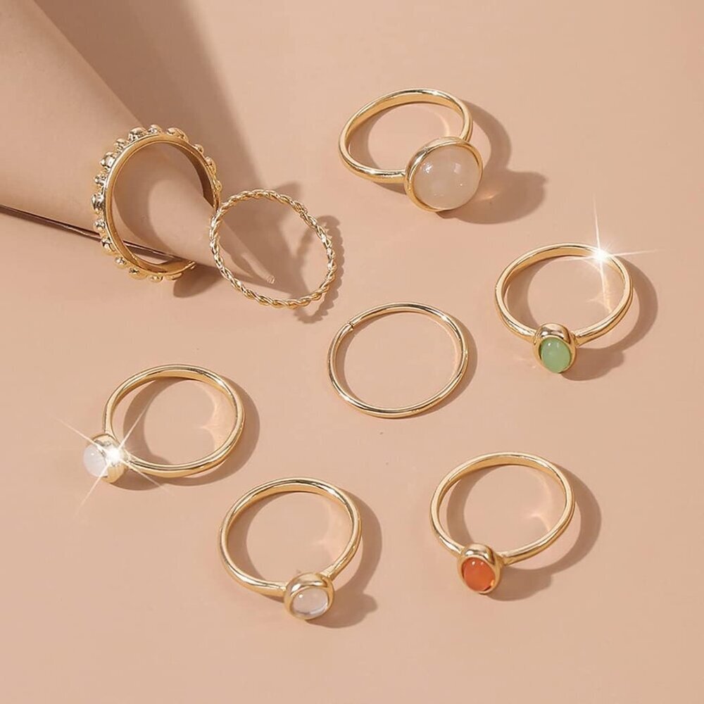 7-19pcs Silver Star Moon Knuckle Ring Set for Women Vintage Stackable Midi Finge - Picture 5 of 6